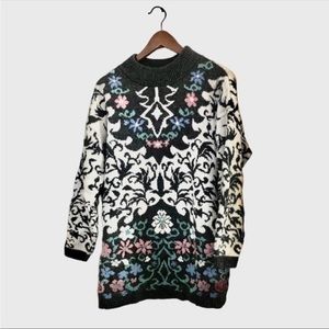Vintage Carriage Court Floral Print Sweater Size XLarge